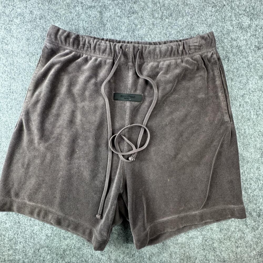 Fear Of God Essentials Shorts Mens Small Brown Terry Fleece Drawstring Lounge